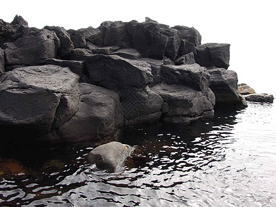 海中的石头海浪大海飞溅风景岩石图片