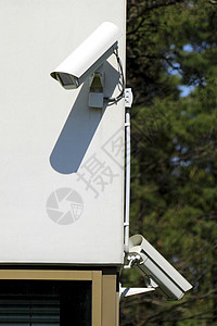 两台安保摄像头电气场景建筑隐私警卫角落控制身份防御安全图片