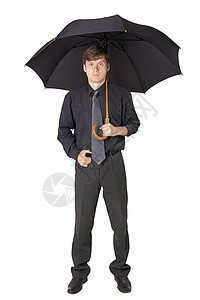 穿着黑色衣服的黑衣有雨伞的重男图片