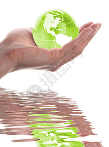 手和手环世界叶子行星生态手指环境反射背景图片