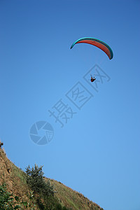 滑翔机日落活动领航戏剧性空气男性风险运动引擎牧场图片