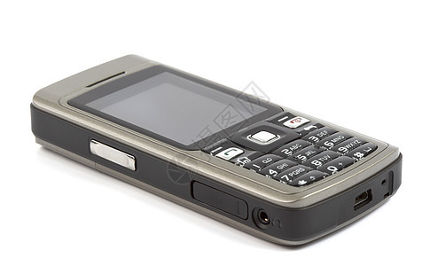 白色上隔离的移动电话技术电讯键盘手机拨号细胞电子短信电话展示背景图片