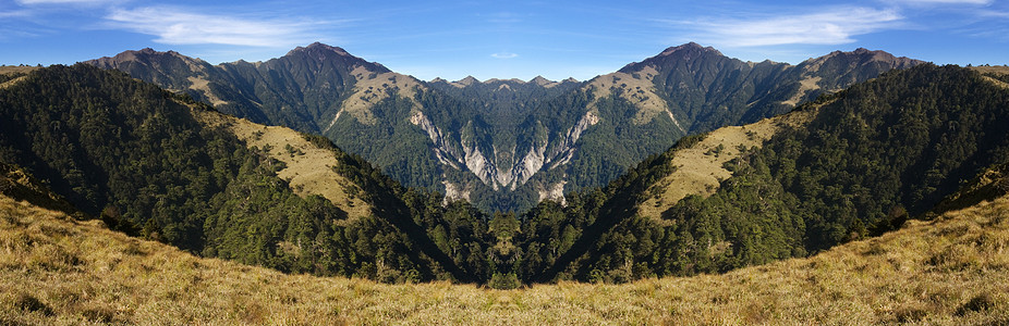 亚洲高山阳光旅游高地季节全景风景阴影顶峰爬坡森林图片