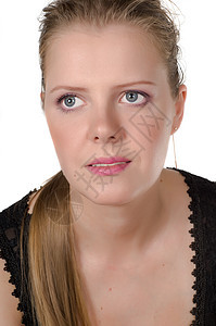 女性近身肖像美丽眼睛女士睫毛膏皮肤魅力眼影护理美容刷子图片
