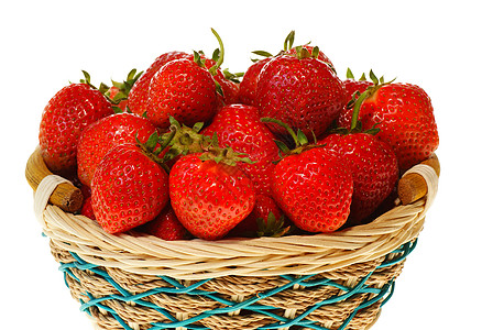 草莓圆圈食物白色红色柳条水果背景图片