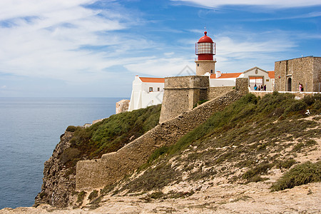 世界末日 葡萄牙阿尔加夫的上限海景旅游海岸岩石波纹地平线海滩冲浪蓝色假期图片
