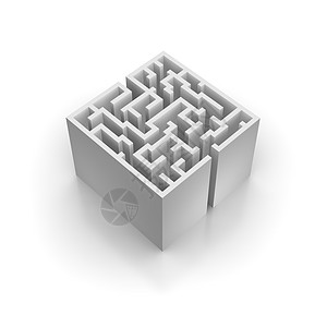 孤立的迷宫灰色解决方案反射立方体插图剪贴白色正方形盒子图片