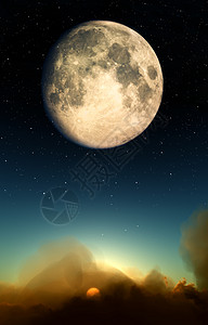 月云覆盖陨石星星天文学太阳月夜日落月光卫星蓝色天气图片