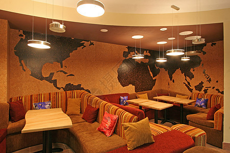 现代咖啡枕头房间地面椅子用餐建筑学座位硬木餐厅窗帘图片