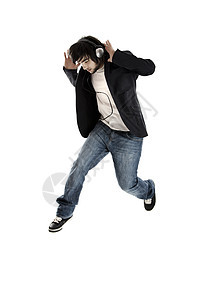 舞蹈和跳跃青少年成人优雅男生男人运动特技牛仔裤男性姿势图片