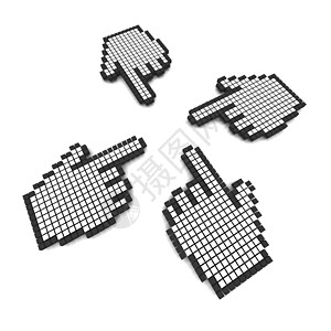 计算机手动光标灰阶收藏电脑立方体设计指针团体手指插图互联网图片