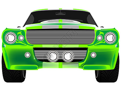 白色隔离的绿色运动车前保险杠合金插图小路追求身体运动运输大灯力量图片