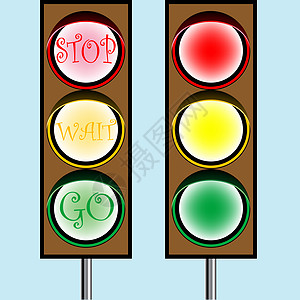 交通灯灯插图信号危险顺序绿色指导警告街道红色旅行图片