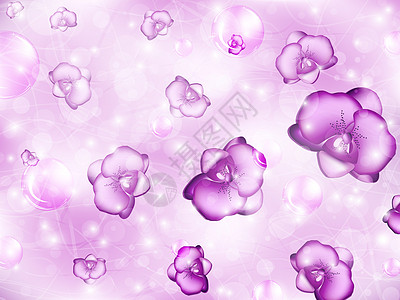 兰花背景邀请函气泡假期紫色波浪状风格海浪起泡薰衣草装饰图片