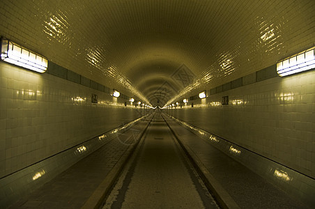 旧 Elbtunnel出口隧道人行道寂寞小路孤独城市走廊交通通道图片