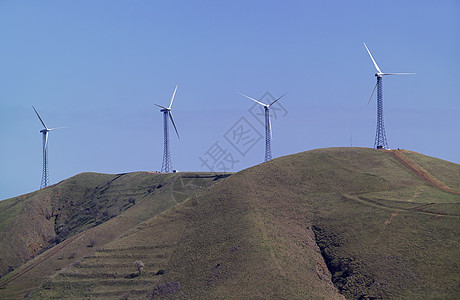 伊塔利 西西里 弗朗科丰特卡塔尼亚省 农村 叶子能源涡轮机涡轮气氛电机绿色生态发电机爬坡蓝色力量旋转图片