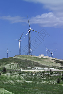 伊塔利 西西里 弗朗科丰特卡塔尼亚省 农村 叶子能源涡轮机气氛环境生态光伏电机金属行星活力蓝色爬坡图片