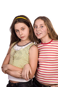 两名少女被白人孤立在白边女孩青少年情绪化女士青年头发女性深色女学生乐趣图片