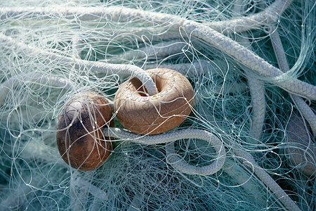 渔船设备详情 净额 艺术宏观领带使劲圈套蓝色钓鱼绑扎食物菱形网络海洋图片