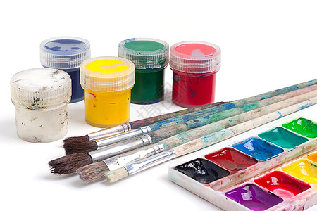 艺术类艺术工具画家彩盒刷子调色板水粉水彩学校水彩画图片