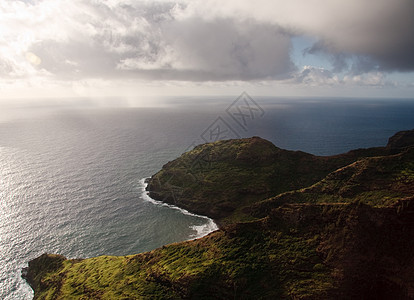 Kauai海岸线空中观察图片