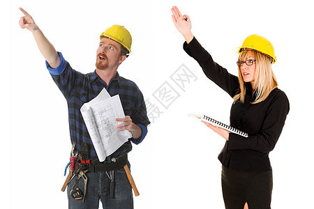 建筑工人和建筑师承包商设计师人士熟练工商业工作男人项目女士财产图片