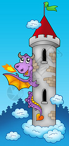 城堡塔上的紫龙图片