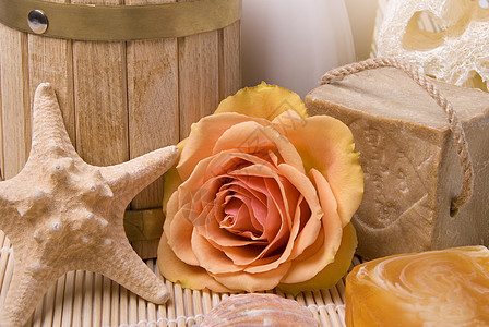浴饰和玫瑰芳香治疗香气奢华海星海绵疗法黄色物品肥皂图片