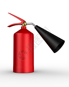 白色背景上的灭火器 孤立的 3D 图像插图化学品危险火焰逆境红色燃烧安全金属测量图片