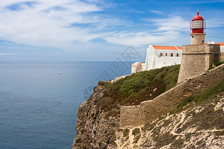 世界末日 葡萄牙阿尔加夫的上限岩石蓝色支撑悬崖石头场景海浪假期海洋旅游图片