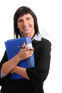 商业妇女文件夹职业办公室工作伙伴黑发经理女士问候语圆珠笔图片