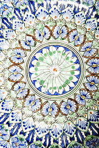缺水盘子陶瓷艺术装饰品圆圈蓝色圆形白色图片