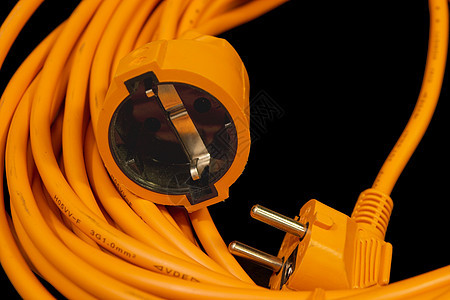 扩展电缆金属塑料黑色插头绳索工具橡皮力量橙子物品图片