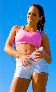 运动女运动员的锻炼短裤福利身体微笑娱乐火车数字活动幸福女孩图片