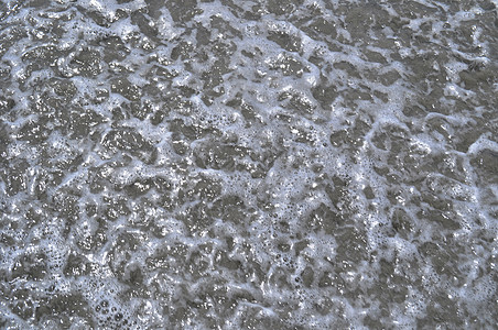在沙沙中泡沫海浪棕褐色海洋背景图片