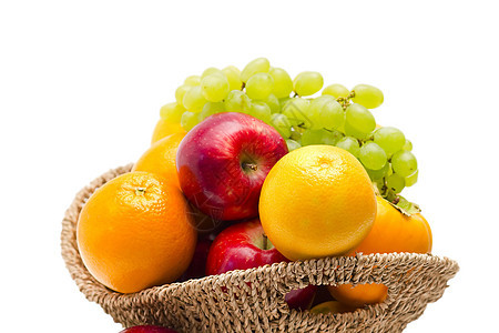 新鲜水果 篮子里有新鲜的果实甜点圆形营养花园饮食热带绿色红色食物柿子图片