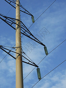 空中的能源电线车站接线电气桅杆蓝色植物基础设施金属灾难工程图片