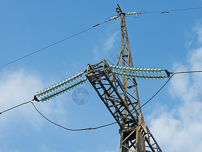 空中的能源电线线路接线金属蓝色技术工程环境警告电缆灾难图片