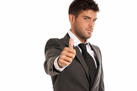 年轻商务人士OK符号手势 孤立在白色背景上交易快乐人士商业优胜者商务信号协议幸福男人图片