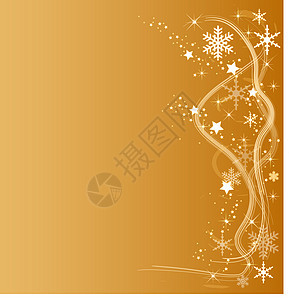 圣诞节金黄色背景墙纸海浪雪花框架漩涡星星背景图片