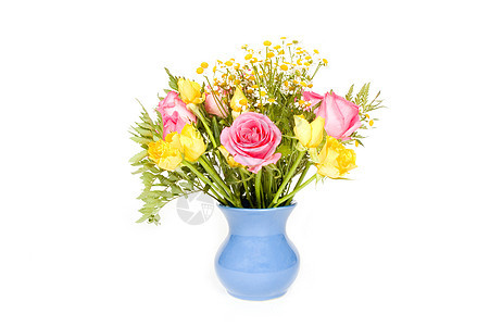 花瓶中美丽的花束花朵色彩多彩的花朵背景图片