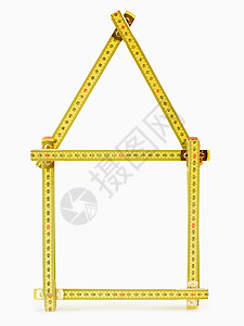 折叠标尺黄色白色建筑学房子卷尺工具测量统治者概念工作图片