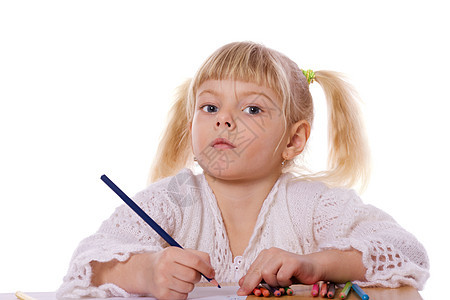 女孩绘画桌子家庭作业活动幸福快乐爱好画家学习闲暇艺术图片