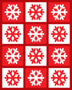 圣诞雪花模式白色红色正方形插图季节性图片