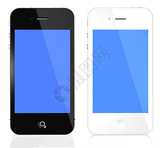 带蓝色屏幕的黑白双色移动电话图片