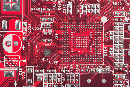 红电路板特写后的背景图片