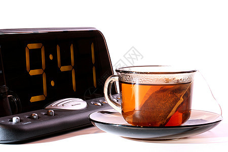 电子时钟和茶叶图片