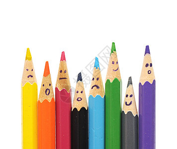 快乐的铅笔群体作为社交网络工具互联网团队团体学生家庭材料教育乐趣学校图片