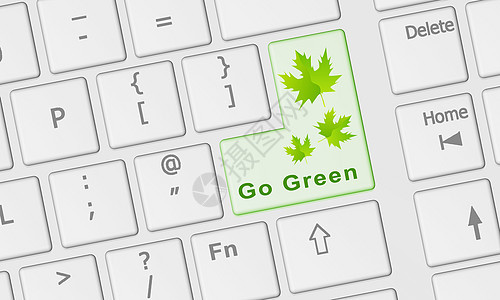 带有 Go Green 键的计算机键盘图片