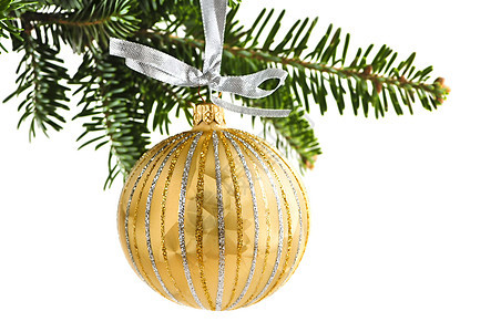 圣诞装饰品小玩意儿松树季节玻璃假期丝带条纹传统金子喜庆图片